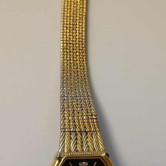 Vtg Elgin Women's Gold Dress Watch Quartz Diamond Black Dial EK230-007 READ - Picture 13 of 15